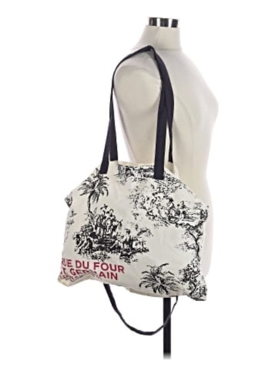 Leon and Harper Handbags - Leon and Harper Rue Du Four St Germain Canvas Tote Bag - Cream & Black
